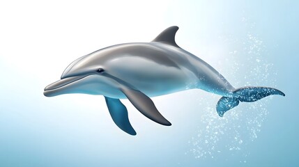 Obraz premium Graceful dolphin swimming underwater in the ocean