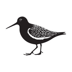 Dunlin Bird Silhouette - Minimalist Dunlin Vector - Dunlin Illustration - Black and White Dunlin Design.
