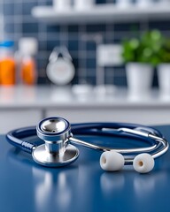 Medical stethoscope on a desk