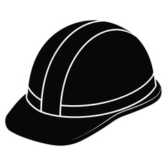 isolated Black vector hard hat WIith White Background