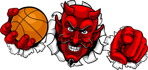 Devil Basketball Ball Sport Team Mascot Illustration