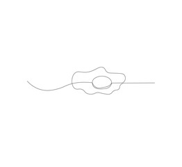 Continuous single line drawing of sunny side up egg logo label. white background,. Modern one line design vector graphic illustration