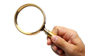 hand holding magnifying glass isolated on white background PNG.GENERATIVE AI