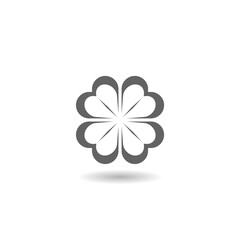 Four leaf clover icon with shadow
