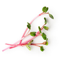 Green cress salad photography isolated on white background. Clipping path. Original shadow.