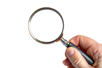 hand holding magnifying glass isolated on white background PNG.GENERATIVE AI
