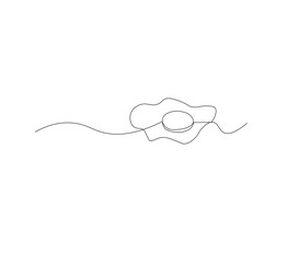 Single continuous line drawing of a sunny side up egg. white background, Modern one line design vector graphic illustration