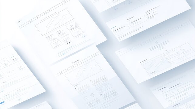 Elegant presentation of website wireframes showcasing interface design elements