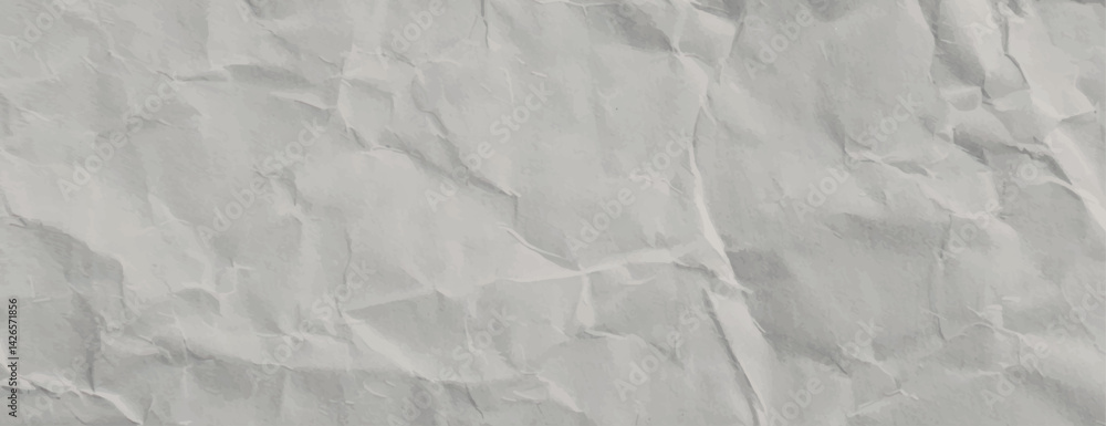 Poster crumpled paper background, white and textured. the background features a white color with a wrinkled