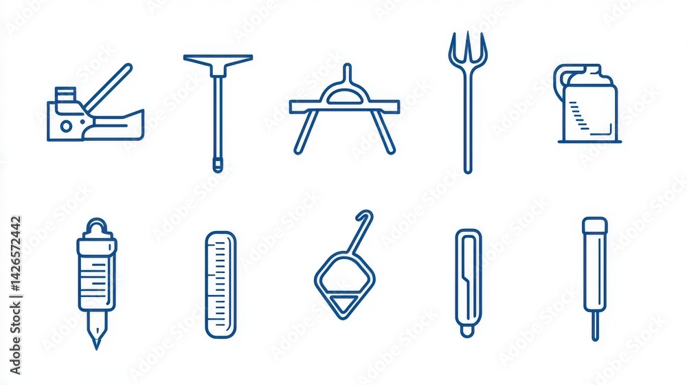 Poster an assortment of icons representing various tools equipment and hardware commonly used in engineerin