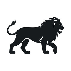 Majestic Lion Silhouette Walking Symbol Of Strength Power And Authority Minimalist Vector Illustration Isolated On White Background