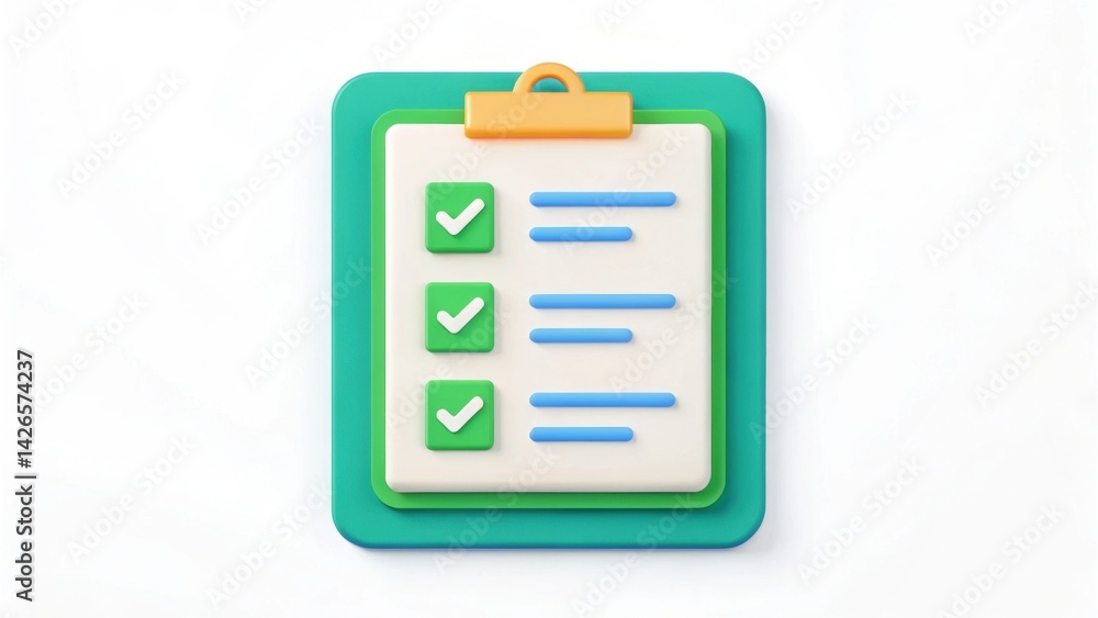 Poster successful project management. checklist icon featuring checkmarks and lines on a clipboard design.