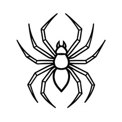 Simple spider silhouette with eight legs arachnid outline vector illustration minimalist design