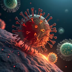 3D illustration of virus bacteria and DNA in a colorful scientific design