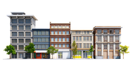 building city neighbourhood isolated on white background PNG.GENERATIVE AI