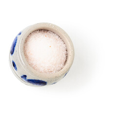 Salt bowl vintage photography isolated on white background. Clipping path. Original shadow.