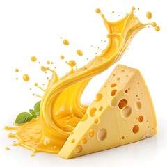 Vector illustration of a slice of Swiss cheese with holes on white background