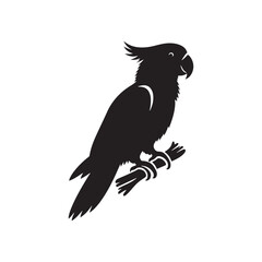 Eclectus Parrot Silhouette - Minimalist Parrot Vector - Black and White Parrot Illustration.