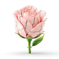 Glossy Cracked Pink Rose Digital Render
