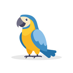 Fototapeta premium Cute Blue and yellow macaw Vector Illustration, Colorful bird Character icon.