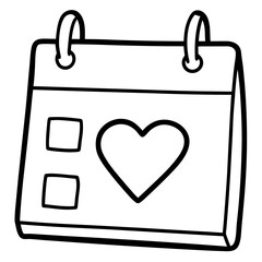 Marked Date with Heart Minimal Icon