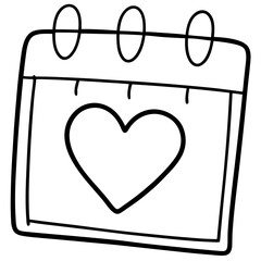 Marked Date with Heart Minimal Icon