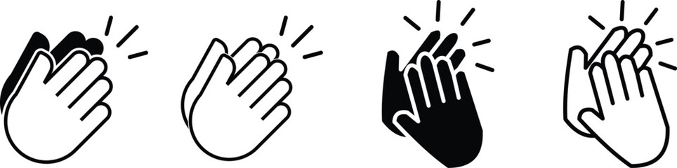 Applause flat and line icons set. Clapping hands symbol
