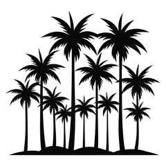 Black Silhouette Tree Illustration – Isolated Nature Element with Branches, Roots and Seasonal Variations	