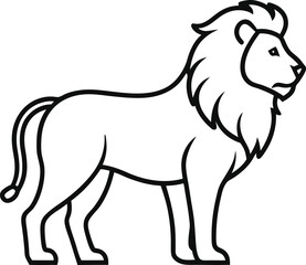 Lion outline icon on transparent background