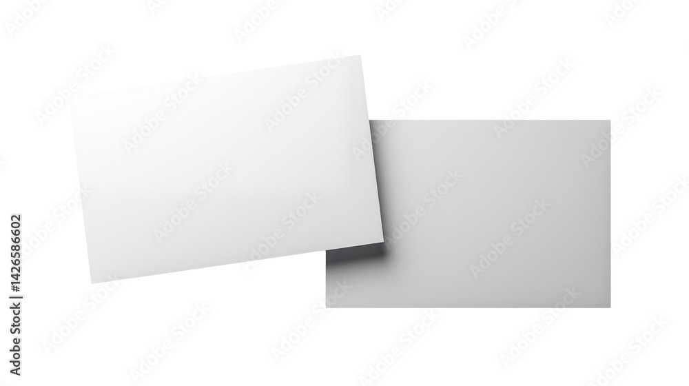 Poster two white rectangular sheets of paper overlapping isolated on transparent background