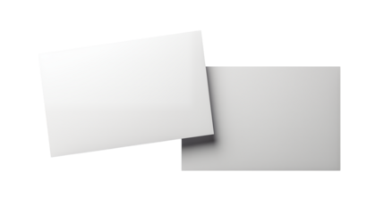 Two white rectangular sheets of paper overlapping  isolated on transparent background