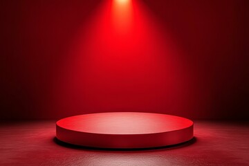 Red Stage Platform for Product Showcase