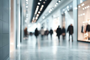 Blurred View of Busy Shopping Mall Corridor