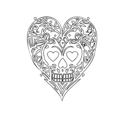 Heart-shaped Sugar Skull with Floral Decoration