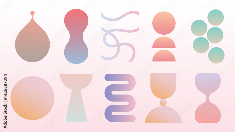 Aufkleber abstract gradient geometric shape vector set