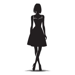 Trendy Cocktail Dress silhouette, ideal for night outs – Cocktail Dress illustration – Minimalist Cocktail Dress vector – Ladies dress silhouette

