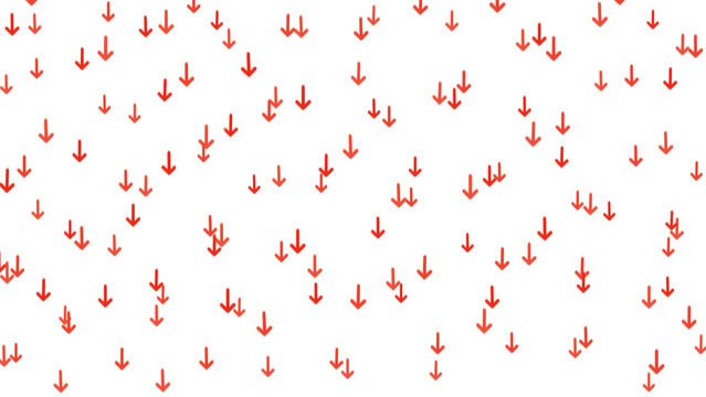 Floating red arrows pointing down on transparent background