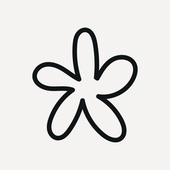Minimalist black line flower on a light, element vector