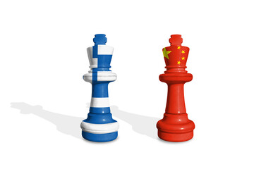 Chess made from Greece and China flags. 