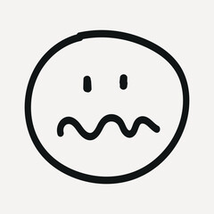 Obraz premium Minimalist doodle of a wavy-mouthed face, element vector