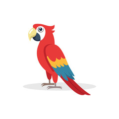 Vector Illustration of scarlet macaw, Cute Colorful bird Character icon.