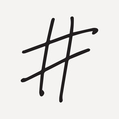 Minimalist black hashtag symbol on a light, element vector
