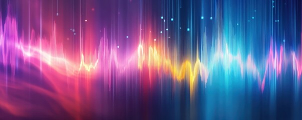 A vibrant digital representation of sound waves, showcasing colorful patterns and dynamic lines that evoke a sense of movement and energy.