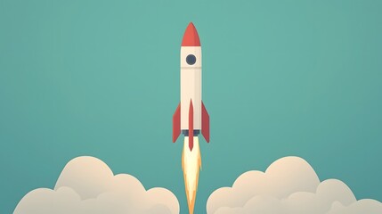 Obraz premium Rocket launch into the sky