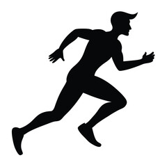 Black vector silhouettes of running men and women illustrate the sport of fitness. Running men vector set of isolated silhouettes.