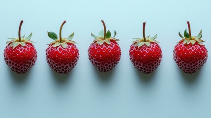 Fresh Strawberries in a Row