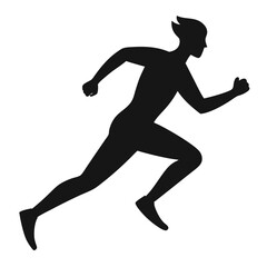 Black vector silhouettes of running men and women illustrate the sport of fitness. Running men vector set of isolated silhouettes.