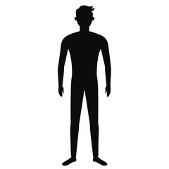 silhouette of adult man on white background.