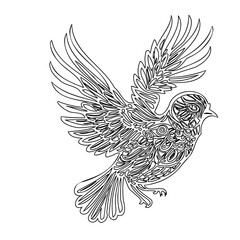 Abstractly Detailed Bird in Flight Illustration