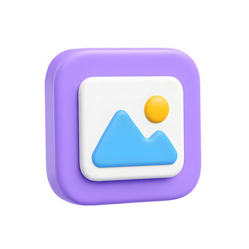 3d render icon gallery isolated on white background